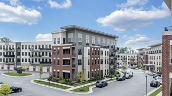 A street view of a residential area with cars parked on the side of the road